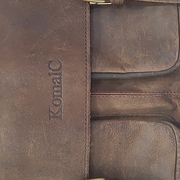 KomalC Unisex 16" Brown Genuine Leather Briefcases Laptop Messenger Bag - Picture 3 of 13